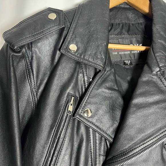 Wilson Black Leather Motorcycle Jacket with Asymmetrical Zipper - Picture 8 of 10
